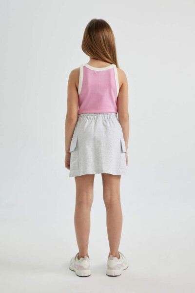 Girls' Waist Tie Skirt Grey Melange - 5