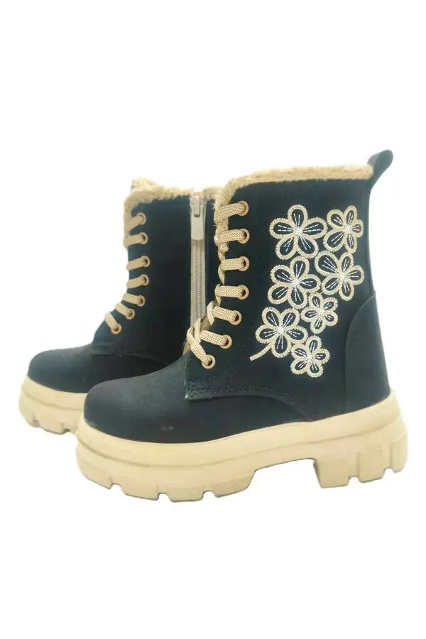 Girls' waterproof, fleece-lined boots with zipper. - 1
