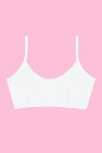 Girls White 6-Pack Non-Padded Training Bra, Cotton Stretch Bustier, Young Girl's Half Tank Top - BÜYÜKBEDENIZ (1)