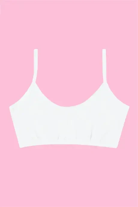 Girls White 6-Pack Non-Padded Training Bra, Cotton Stretch Bustier, Young Girl's Half Tank Top - 2