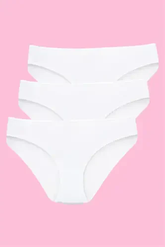 Girl's White Briefs 3 Pack 100% Cotton - 1