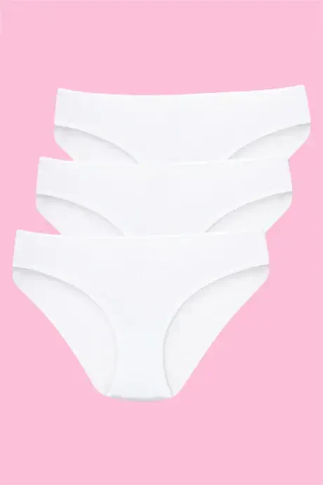 Girl's White Briefs 3 Pack 100% Cotton - 1