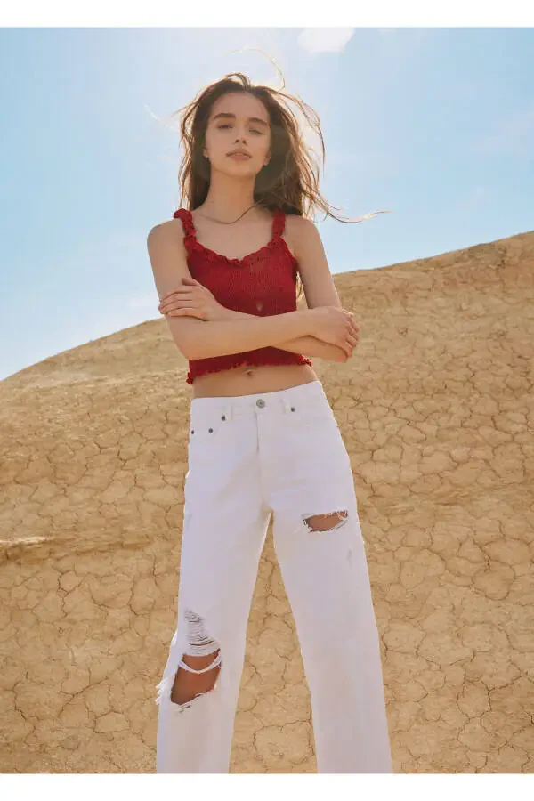 Girls White Pants - 9