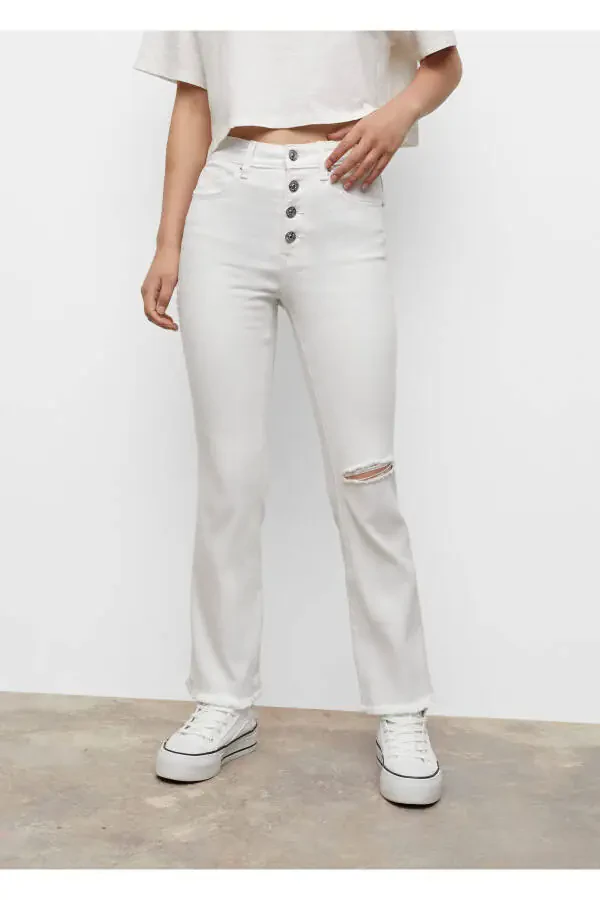 Girl's White Pants - 4