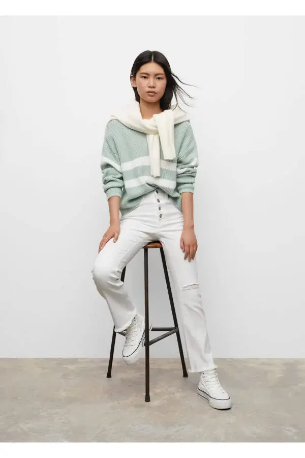 Girl's White Pants - 6