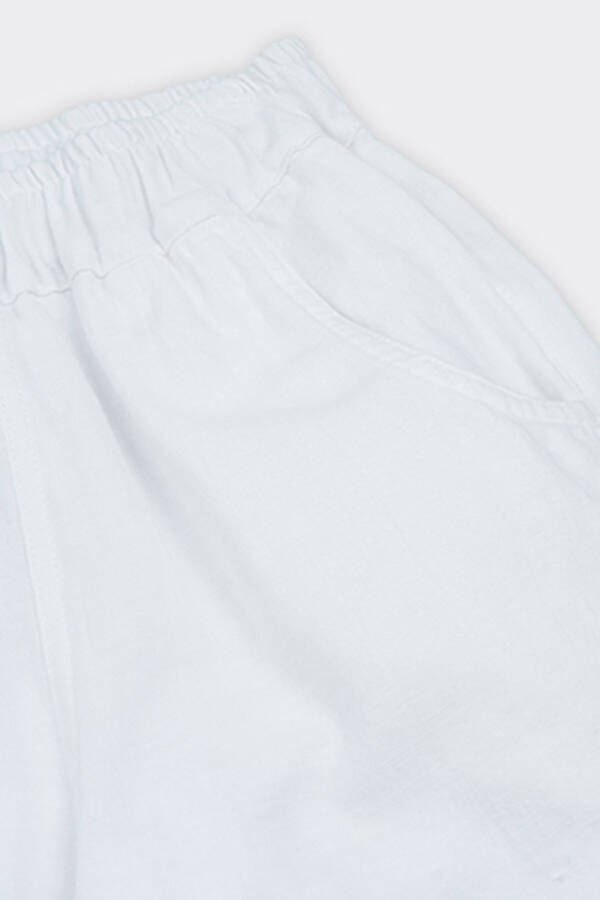 Girl's White Pants with Elastic Waist - 009 - 3