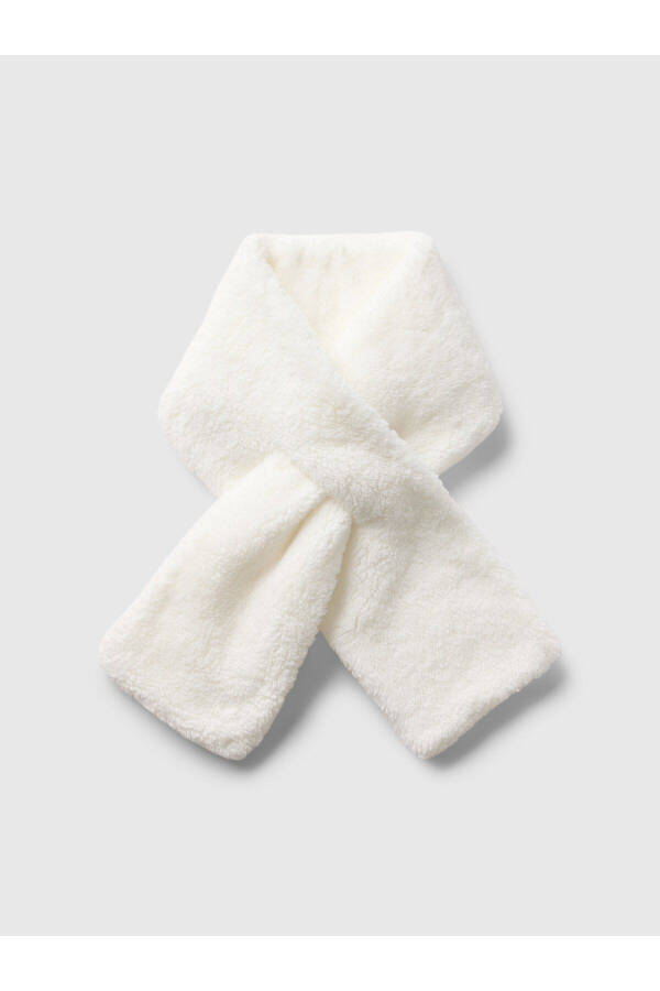 Girls White Recycled Sherpa Scarf - 1