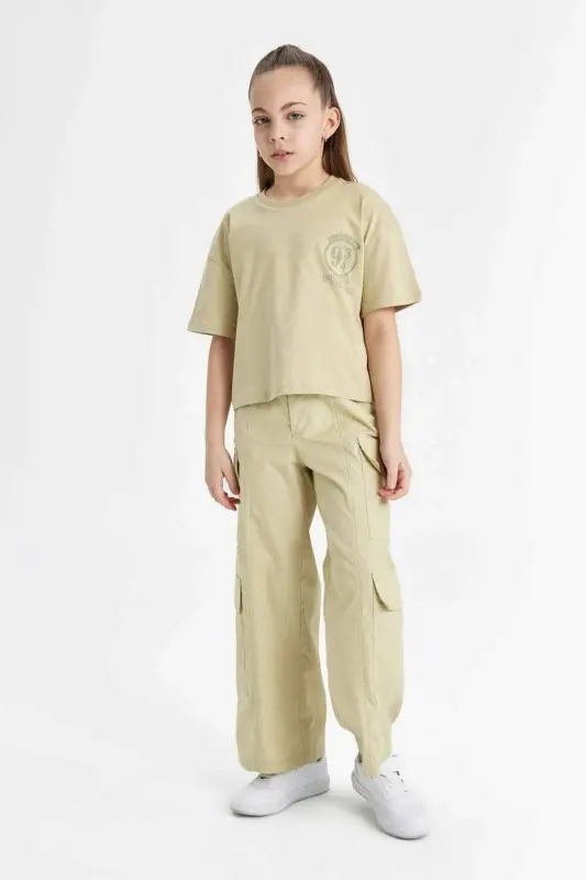 Girls' Wide Leg Cargo Wide Leg Cotton Trousers C1644a824sp - 3