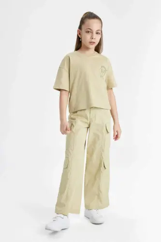 Girls' Wide Leg Cargo Wide Leg Cotton Trousers C1644a824sp - 4