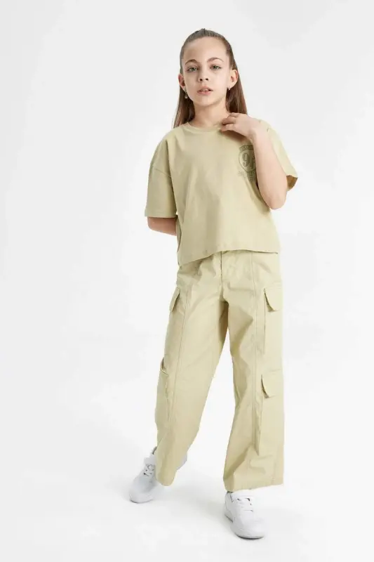 Girls' Wide Leg Cargo Wide Leg Cotton Trousers C1644a824sp - 5