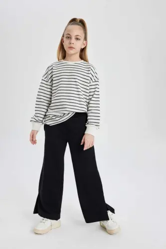 Girls Wide Leg Wide Ripped Hem Trousers C0310a824sm - DEFACTO (1)