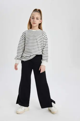 Girls Wide Leg Wide Ripped Hem Trousers C0310a824sm - DEFACTO (1)
