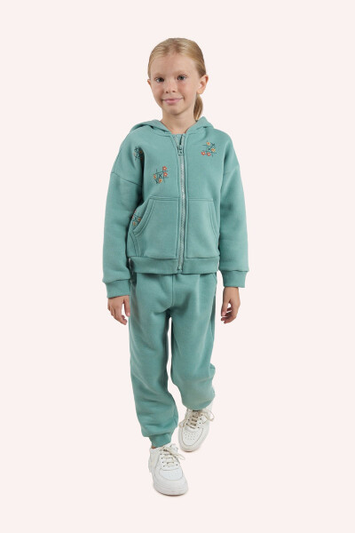 Girl's Zippered Green Sweatshirt - PANÇO