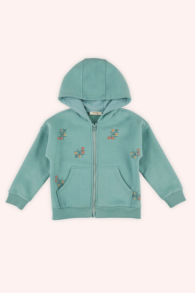 Girl's Zippered Green Sweatshirt - 3