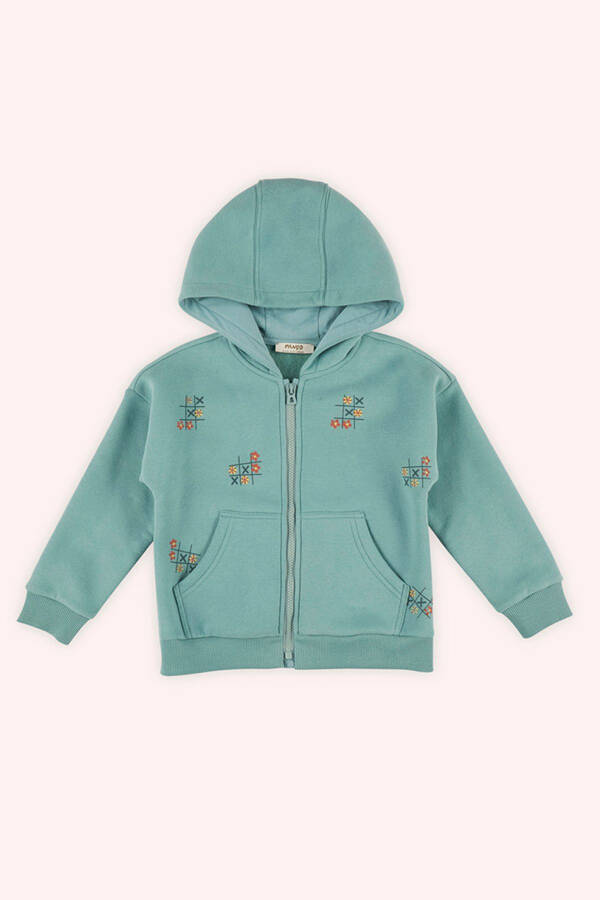 Girl's Zippered Green Sweatshirt - 3