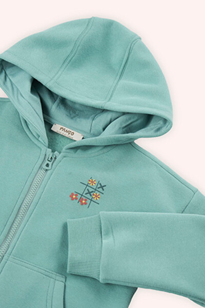 Girl's Zippered Green Sweatshirt - 5