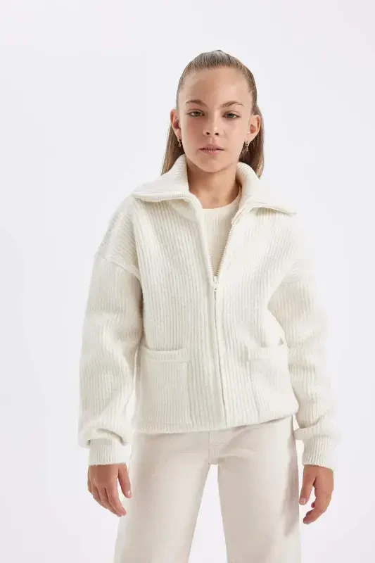 Girls' Zippered School Cardigan C6924A824AU - 5