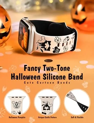 Girovo Cartoon Engraved Bands Apple Watch Band 40/38/41/42/49/45/44/46mm ayollar uchun mos, ikki tonli chiroyli yumshoq silikon zamonaviy sport tasmasi iWatch Series 10/9/8/7/6/5/4/3/2/1/SE - MODAZONE (1)