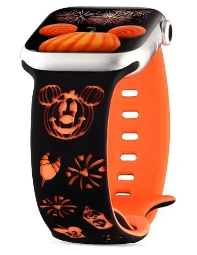 Girovo Cartoon Engraved Bands Apple Watch Band 40/38/41/42/49/45/44/46mm ayollar uchun mos, ikki tonli yoqimli yumshoq silikon zamonaviy sport tasmasi iWatch Series 10/9/8/7/6/5/4/3/2/1/SE uchun - MODAZONE