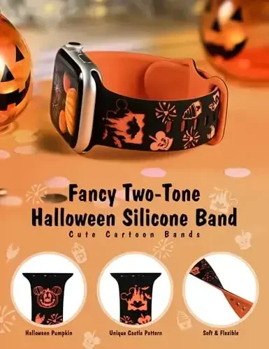 Girovo Cartoon Engraved Bands Apple Watch Band 40/38/41/42/49/45/44/46mm ayollar uchun mos, ikki tonli yoqimli yumshoq silikon zamonaviy sport tasmasi iWatch Series 10/9/8/7/6/5/4/3/2/1/SE uchun - 2