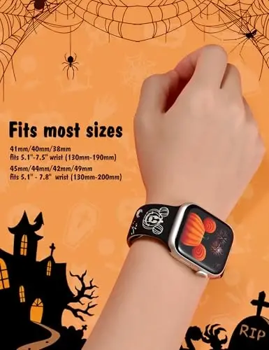 Girovo Cartoon Engraved Bands Apple Watch Band 40/38/41/42/49/45/44/46mm Women, Two-Tone Cute Soft Silicone Stylish Sport Strap for iWatch Series 10/9/8/7/6/5/4/3/2/1/SE bilan mos keladi - 3