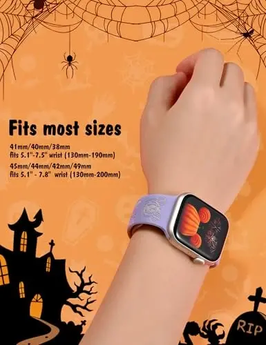 Girovo Cartoon Engraved Bands Compatible with Apple Watch Band 40/38/41/42/49/45/44/46mm Women, Two-Tone Cute Soft Silicone Stylish Sport Strap for iWatch Series 10/9/8/7/6/5/4/3/2/1/SE - 9