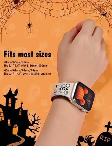 Girovo Cartoon Engraved Bands Compatible with Apple Watch Band 40/38/41/42/49/45/44/46mm Women, Two-Tone Cute Soft Silicone Stylish Sport Strap for iWatch Series 10/9/8/7/6/5/4/3/2/1/SE - 9