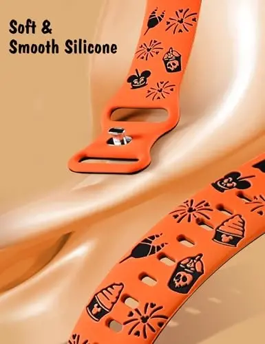 Girovo Cartoon Gravürlangan Tasmalar Apple Watch Band 40/38/41/42/49/45/44/46mm Ayollar uchun, Ikki Rangli Chiroyli Yumshoq Silikon Zamonaviy Sport Tasma iWatch Series 10/9/8/7/6/5/4/3/2/1/SE bilan mos keladi - 4