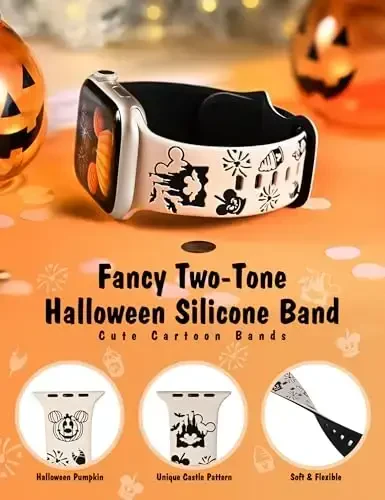 Girovo Cartoon Gravürlangan Tasmalar Apple Watch Band 40/38/41/42/49/45/44/46mm Ayollar uchun mos, Ikki tonli Yoqimli Yumshoq Silikon Zamonaviy Sport Tasmachasi iWatch Series 10/9/8/7/6/5/4/3/2/1/SE uchun - MODAZONE (1)