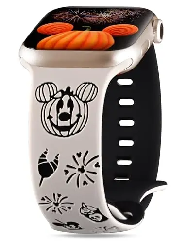 Girovo Cartoon Gravürlangan Tasmalar Apple Watch Band 40/38/41/42/49/45/44/46mm Ayollar uchun mos, Ikki tonli Yoqimli Yumshoq Silikon Zamonaviy Sport Tasmachasi iWatch Series 10/9/8/7/6/5/4/3/2/1/SE uchun - GIROVO