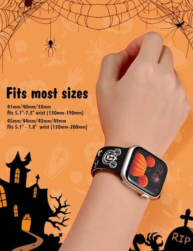 Girovo Halloween Multfilmli O‘yilgan Tasmalar Apple Watch Band 40/38/41/42/49/45/44/46mm Ayollar uchun, Ikki Rangli Sevimli Yumshoq Silikon Zamonaviy Sport Kamari iWatch Seriyasi 10/9/8/7/6/5/4/3/2/1/SE uchun - 3