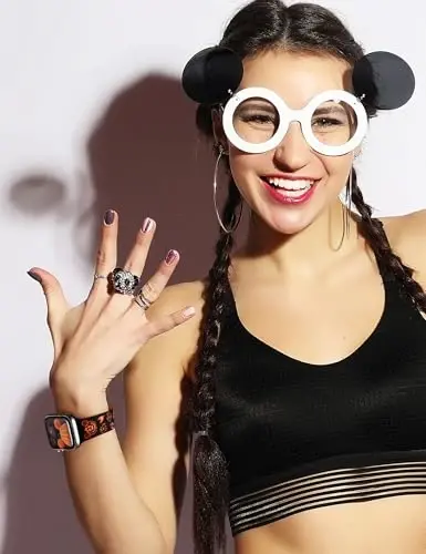 Girovo Мультяшные гравированные ремешки, совместимые с ремешком Apple Watch 40/38/41/42/49/45/44/46 мм, женские двухцветные милые мягкие силиконовые стильные спортивные ремешки для iWatch Series 10/9/8/7/6/5/4/3/2/1/SE - 6