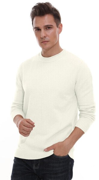 GIRUNS Erkaklar uchun Crewneck Sviter Yumshoq Kundalik Sviterlar Erkaklar uchun Qovurg'ali Qirrali Klassik Pulover Sviterlar - GIRUNS (1)
