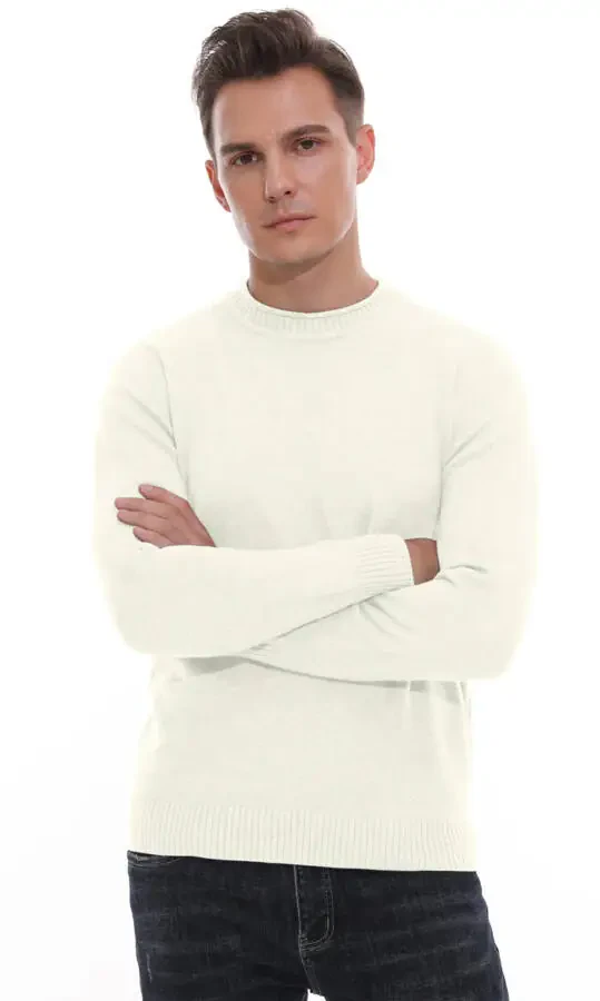 GIRUNS Men's Crewneck Sweater Soft Casual Sweaters for Men Classic Pullover Sweaters with Ribbing Edge- - 5