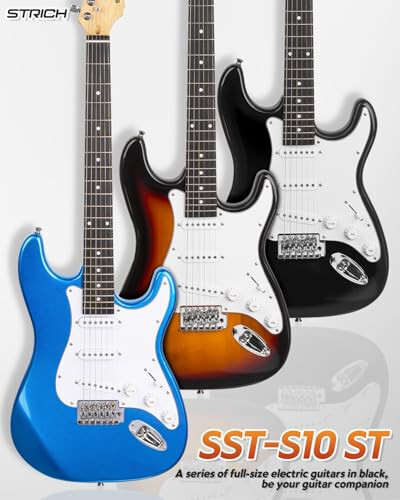 Гитарный набор STRICH Electric Guitar Beginner Kit для начинающих, цельный корпус Электрогитара SSS 39