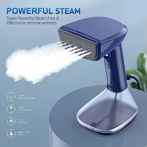 Steamer for Clothes - 1800W Powerful Steam, 2 Modes for Wet and Dry Ironing, 20-Second Fast Heat-up,Detachable Water Tank with Heat-Resistant Gloves -Removing Wrinkles.Only for 120V Countries.Blue - 2