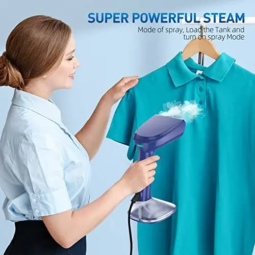 Steamer for Clothes - 1800W Powerful Steam, 2 Modes for Wet and Dry Ironing, 20-Second Fast Heat-up,Detachable Water Tank with Heat-Resistant Gloves -Removing Wrinkles.Only for 120V Countries.Blue - 4