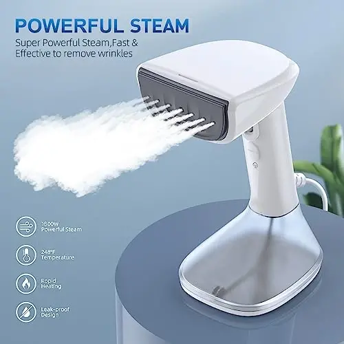 Steamer for Clothes - 1800W Powerful Steam, 2 Modes for Wet and Dry Ironing, 20-Second Fast Heat-up,Detachable Water Tank with Heat-Resistant Gloves -Removing Wrinkles.Only for 120V Countries.White - 2