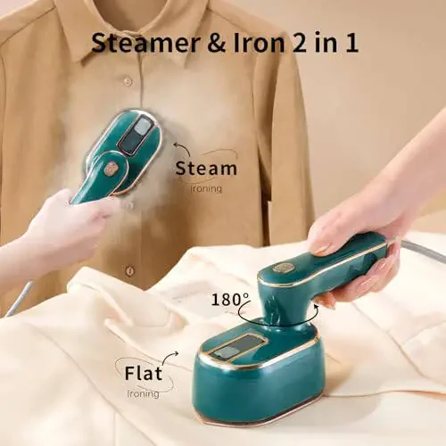 Travel Steamer for Clothes -1000W Small Steam Irons Foldable for Wrinkle Removal, Compact Portable Mini Steamer for Clothes Travel College Dorm Office Home Garment Steamer for Clothes 120V - 4