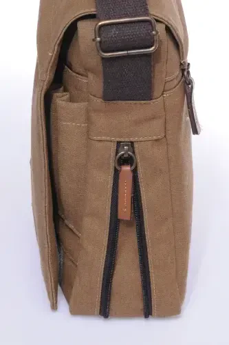 Gk12 Kanvas Pochta Yotiq Ko'ndalang Sumka Bej-BEJ - 5