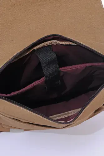 Gk12 Kanvas Postacı Yatık Çapraz Çanta Bej-BEJ - 4