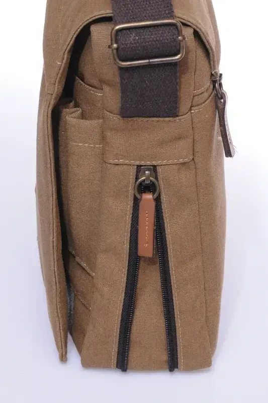 Gk12 Холщовая Сумка Почтальона Наклонная Через Плечо Бежевый-БЕЖЕВЫЙ - 5