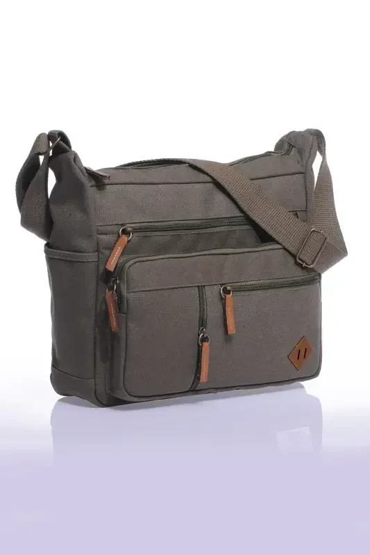Gk13 Canvas Messenger Crossbody Bag Khaki-KHAKI - BY HAKAN