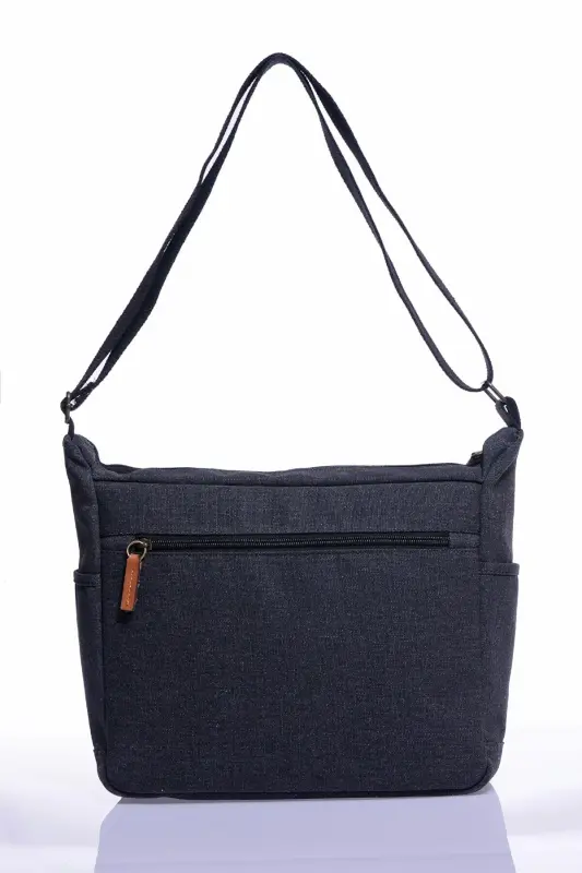 Gk13 Canvas Messenger Slant Crossbody Bag Black - 5