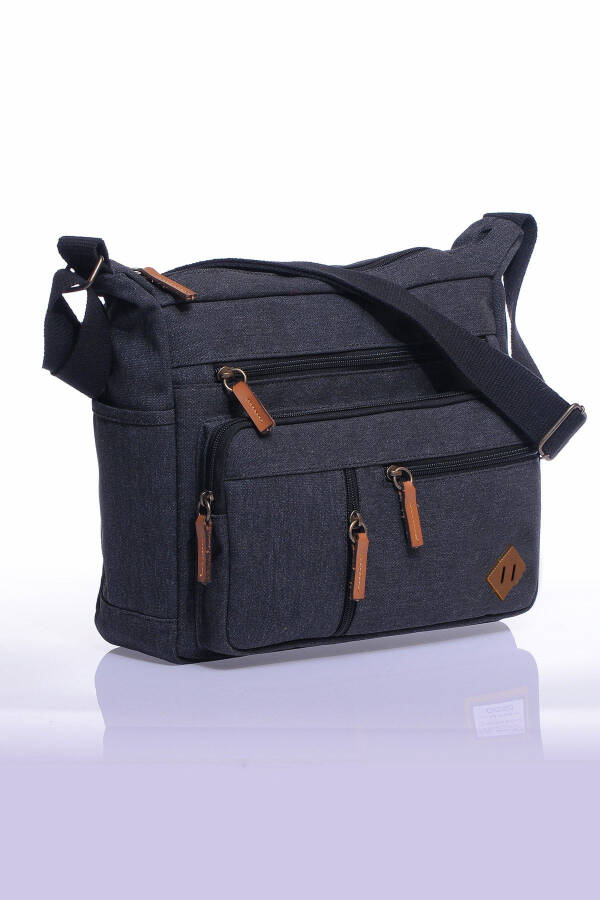 Gk13 Canvas Messenger Slant Crossbody Bag Black - 6