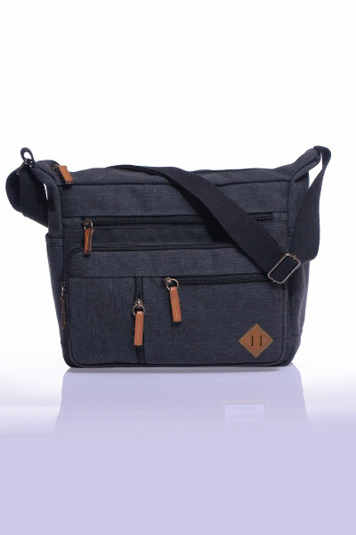 Gk13 Canvas Messenger Slant Crossbody Bag Black - 2