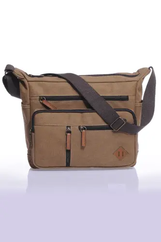 Gk13 Kanvas Postacı Yatık Çapraz Çanta Bej-BEJ - BY HAKAN (1)