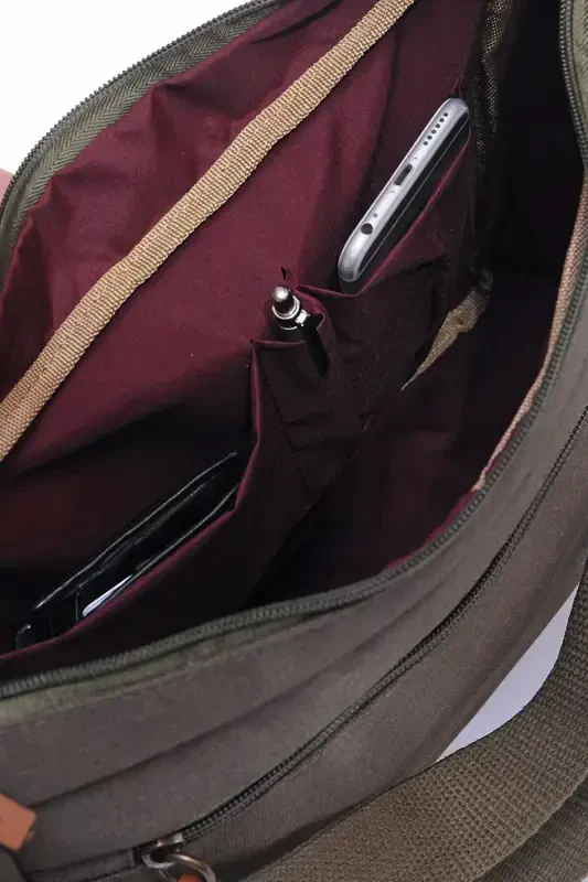 Gk13 Холщовая Сумка Почтальона Наклонная Через Плечо Хаки-ХАКИ - 3