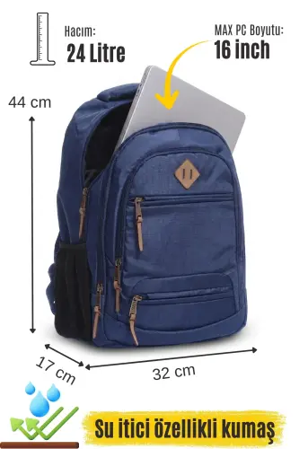 Gk19 Unisex Maktab Ryukzaki Talaba Kundalik Sayohat Ta'til Sport Yugurish Sayohati Sayr Qilish Lager Kundalik Lac-LACİVERT - 6