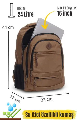 Gk19 Unisex Okul Sırt Çantası Öğrenci Günlük Seyahat Tatil Spor Yürüyüş Seyahat Gezi Kamp Günlük Cam - CAMEL - 6